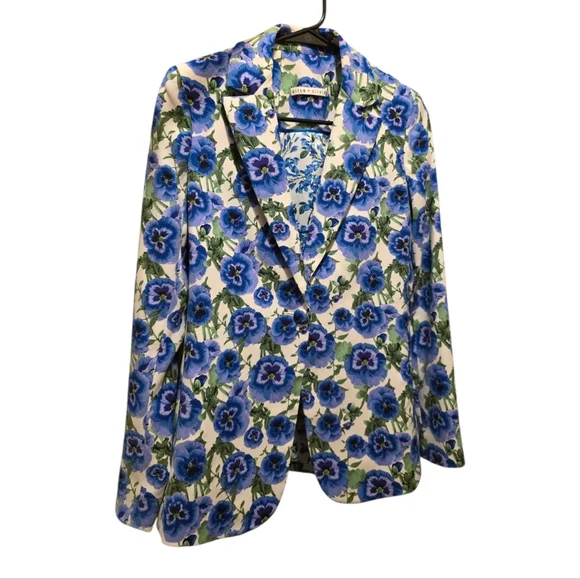 Alice & Olivia Blue Macey Floral Blazer Fitted Size 2 - Picture 6 of 12